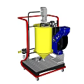 Mobile Industrial Equipment With Yellow Container Blue Components And Red Frame 3d model