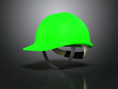 Green Safety Helmet Construction Protective Gear With Adjustable Strap Design 3d model