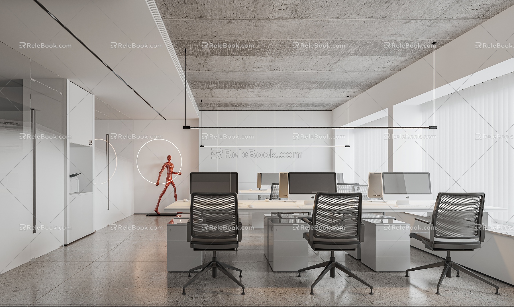 Modern office area 3d model