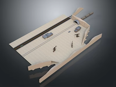 Train Station Platform Design With Tracks Seating Passengers And Information Signs 3d model