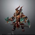 Mythical Warrior Character With Ornate Armor Horned Headdress And Decorative Weapons