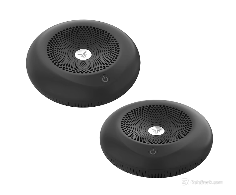 Two Black Portable Bluetooth Speakers Featuring Round Design and Power Button 3d model 