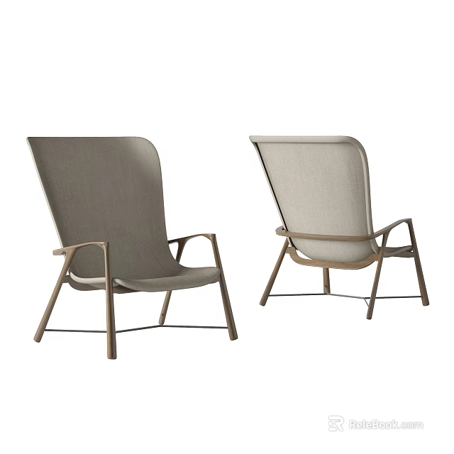 Modern Leisure Chair With Upholstered Seat Ergonomic Backrest And Sturdy Frame 3d model 