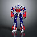 Game Movie Character Red Blue White Mechanical Robot Standing With Metallic Armor And Details 3d model