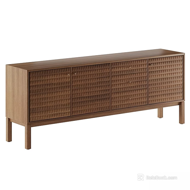 Elegant Modern Wooden Sideboard With Multiple Grid Pattern Drawers And Sturdy Legs 3d model