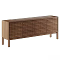 Elegant Modern Wooden Sideboard With Multiple Grid Pattern Drawers And Sturdy Legs 3d model