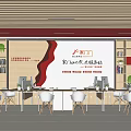 Modern Employment Service Hall Interior with Service Counter White Chairs and Bookshelves