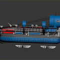 Red And Blue Hovercraft With Multiple Blue Fans Top Panels And Air Cushion Base