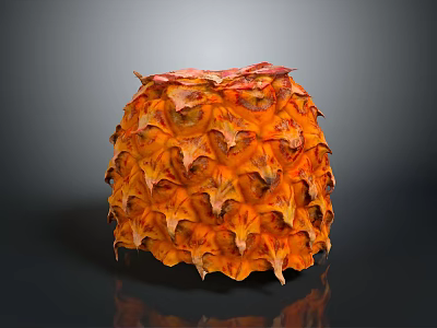 Fresh Ripe Pineapple With Vibrant Orange Textured Skin On Dark Background 3d model