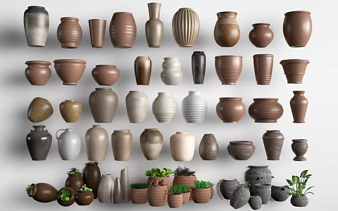 Modern Pottery Pot Jar Utensils Pottery Ornaments 3d model
