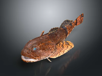 Detailed Brown Spotted Grouper Fish With Blue Eyes And Textured Skin 3d model