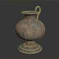 Decorative Copper Vase With Handle Textured Surface And Stable Base