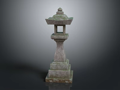 Traditional Stone Lantern Outdoor Garden Furniture With Tiered Structure And Decorative Top 3d model