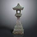 Traditional Stone Lantern Outdoor Garden Furniture With Tiered Structure And Decorative Top