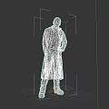 Male Game Movie Character In Long Trench Coat With Glasses Standing Pose
