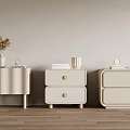 Three Modern Minimalist Bedside Tables With Drawers Vase Books And Clock Decor
