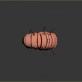 3D Rendered Pink And Orange Caterpillar With Segmented Body Red Spiky Structures Curved Gray Background
