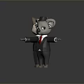 Game Movie Animal Characters Cat And Koala In Formal Suits With Hat And Red Tie
