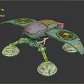 Futuristic Spacecraft With Metallic Structure Circular Thrusters And Support Legs For Universe Exploration
