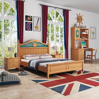Mediterranean background double bed 3d model