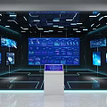 Modern showroom interactive flying screen 3d model