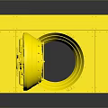 Golden Safe Door Design With Circular Opening Metal Panel And Handle 3d model