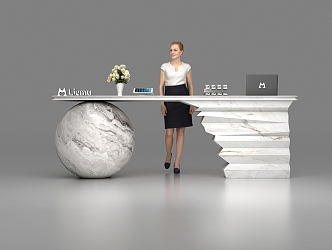 Modern reception desk 3d model