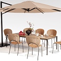 Outdoor Table and Chair Dining Table and Chair Sunshade 3d model