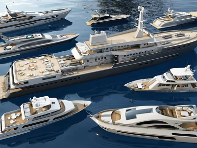 Luxury Yachts Displayed On Blue Water Surface 3d model Luxury Yachts Displayed On Blue Water Surface 3d model