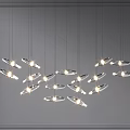 Modern Multiple Glass Streamlined Pendant Lights Hanging In Interior Ceiling Lighting Design 3d model