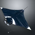Diver Watching Dark Blue Manta Ray With White Edges Swimming In Ocean Water