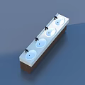 Modern Four Bowl Kitchen Sink With Black Faucets And Wooden Cabinet Base
