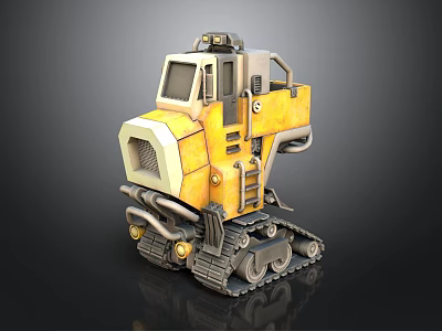 Small Yellow Tracked Construction Machine With Cab Ladder And Detailed 3D Model Design 3d model