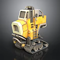Small Yellow Tracked Construction Machine With Cab Ladder And Detailed 3D Model Design 3d model
