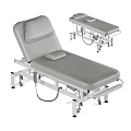 Electric Medical Examination Table With Wheeled Base Gray Surface And Metal Frame