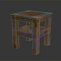 Colorful Painted Wooden Stool With Square Top Four Legs And Unique Artistic Design