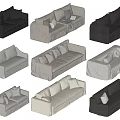 Modern Sectional Sofas In Neutral Tones With Comfortable Cushions And Upholstered Design 3d model