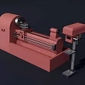 Industrial Red Lathe Machine With Horizontal Bed Spindle And Tool Post For Metalworking