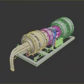 White Industrial Turbine Machinery 3D Model on Gray Reflective Platform