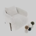 Modern Cream White Single Sofa With Armrest And Wooden Legs Design