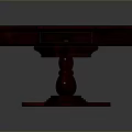 Dark Brown Octagonal Wooden Dining Table With Drawer And Three Legged Base