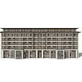 Traditional Style Multi Story Building Exterior With Storefronts And Windows