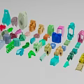 Colorful Industrial Equipment Parts And Mechanical Components In Various Shapes