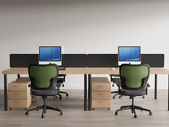 Modern office desk and chair staff station card holder 3d model