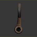 Vintage Rustic Brown Smoking Pipe With Dark Curved Stem And Aged Surface