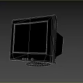 Vintage CRT Computer Monitor With Classic Design Black Screen Front Control Buttons And Stable Base