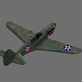 Vintage Green Fighter Plane With Red Shark Mouth And Star Emblems On Wings