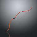 Orange Bow Weapon with Black Grip and Red String on Dark Background
