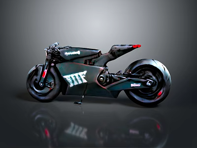 Sleek Black Rawland Motorcycle With Modern Design And Red Tail Light 3d model