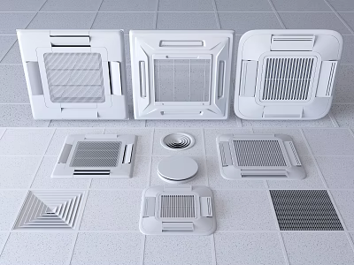 Various Modern Air Conditioner Vents With Different Grille Designs And Shapes 3d model